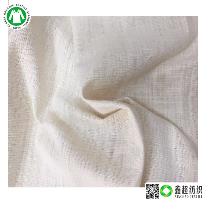 有机棉竹节布2060精梳仿麻竹节布服装布胚布