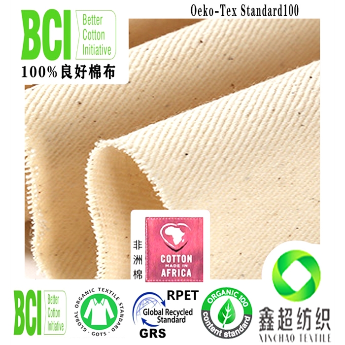 10*10斜纹布有机棉坯布印度有机棉箱包手袋纯棉纱卡布料