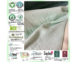 有机棉GOTS双层起皱布大量现货多色可订织染面料婴幼儿用品等等可过欧标面料